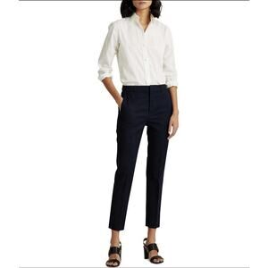 Ralph Lauren Women's Chino Pants Navy‎ Blue Stretch Nautical Preppy Trousers 8